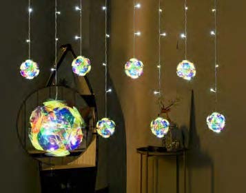 Cascata com 72 LEDs coloridos com 8 bolas 127V.