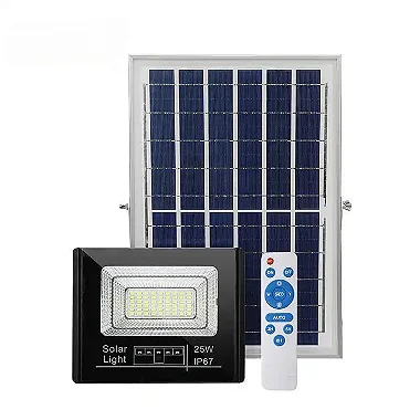 Refletor LED solar com controle 25w auto recarregável 6500K IP67.