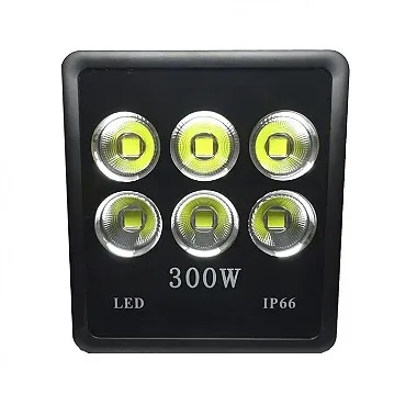Refletor holofote LED super COB 300w preto 3000K branco quente IP66.