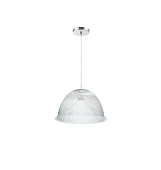 Luminária prismática pendente 16 polegadas cabo PP Incolor E-27.