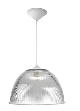 Luminária prismática pendente 22 polegadas cabo PP branco E-27.