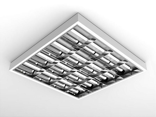 Luminária de sobrepor alto rendimento com aletas parabólicas duplas para 4 lâmpadas T5 14/24W 60cm.