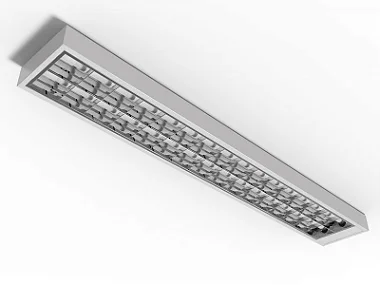 Luminária de sobrepor de alto rendimento com aletas parabólicas duplas para 2 lâmpadas 9/10W 60cm.