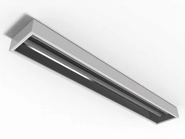 Luminária de sobrepor alto rendimento e fechada com difusor transparente para 2 lâmpadas 18/20W 120cm.