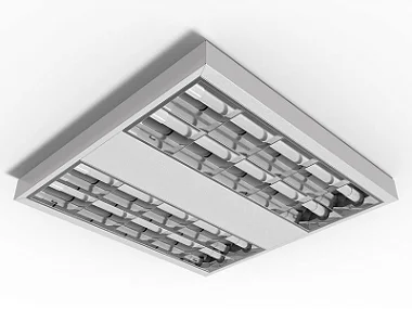 Luminária de sobrepor alto rendimento com aletas parabólicas duplas para 4 lâmpadas 9/10W 60cm.