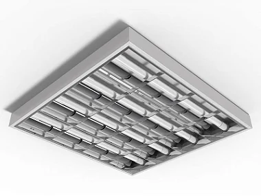 Luminária de sobrepor alto rendimento com aletas parabólicas duplas para 4 lâmpadas 9/10W 60cm.