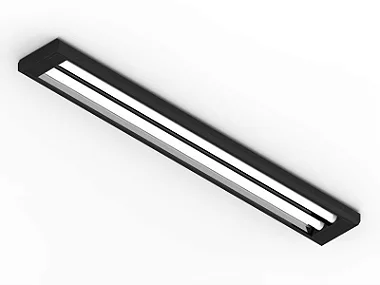 Luminária de sobrepor preta alto rendimento para 2 lâmpadas 18/20W 120cm.
