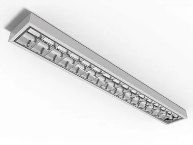 Luminária de sobrepor alto rendimento com aletas parabólicas duplas para 2 lâmpadas 9/10W 60cm.