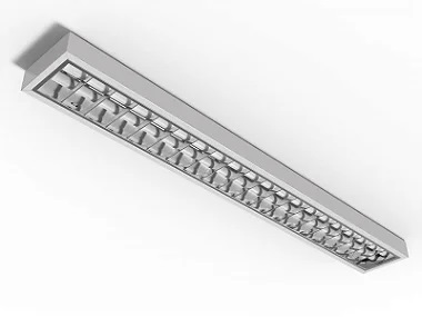 Luminária de sobrepor alto rendimento slim com aletas parabólicas duplas para 2 lâmpadas 9/10W 60cm.