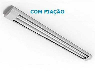Luminária de sobrepor com filme refletivo para 2 lâmpadas 18/20W 120cm.