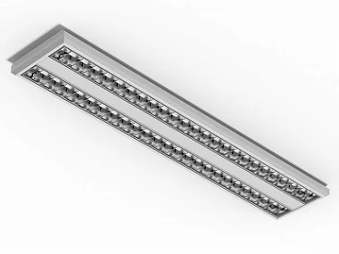 Luminária de sobrepor alto rendimento com aletas parabólicas duplas para 2 lâmpadas T5 14/24W 60cm.