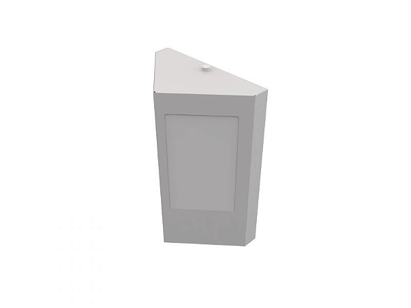 Arandela de parede triangular com difusor acrílico para 1 lâmpada E27.