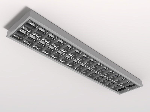 Luminária de sobrepor alto rendimento com aletas planas brancas para 2 lâmpadas T5 14/24W 60cm.