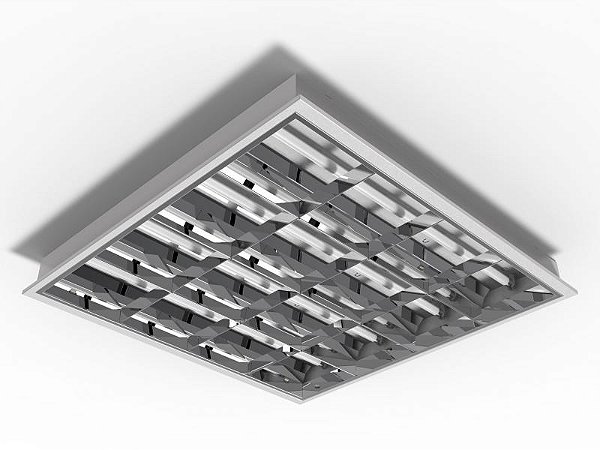 Luminária de embutir alto rendimento com aletas parabólicas duplas para 4 lâmpadas T5 14/24W 60cm.