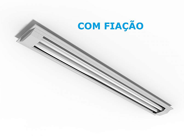 Luminária de embutir com filme refletivo para 1 lâmpada 18/20W 120cm.