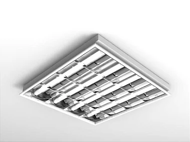 Luminária de embutir compacta alto rendimento com aletas parabólicas duplas para 4 lâmpadas 9/10W 60cm.