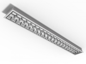 Luminária de embutir alto rendimento slim com aletas parabólicas duplas para 2 lâmpadas 18/20W 120cm.