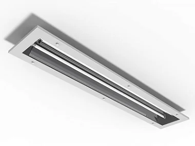Luminária de embutir alto rendimento fechada com difusor transparente para 2 lâmpadas T5 28/54W 120cm.