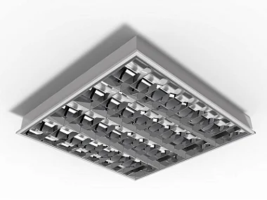 Luminária de embutir alto rendimento com aletas parabólicas duplas para 4 lâmpadas 9/10W 60cm.