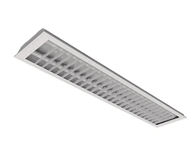 Luminária de embutir com grades em aletas brancas para 2 lâmpadas 9/10W 60cm.