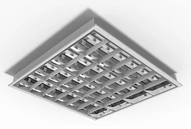 Luminária de embutir alto rendimento com aletas planas brancas para 4 lâmpadas T5 28/54W 120cm.