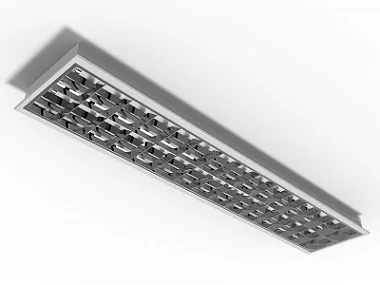 Luminária de embutir alto rendimento com aletas parabólicas duplas para 2 lâmpadas T5 14/24W 60cm.