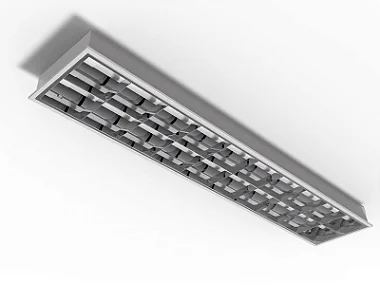 Luminária de embutir alto rendimento com aletas parabólicas duplas para 2 lâmpadas 18/20W 120cm.