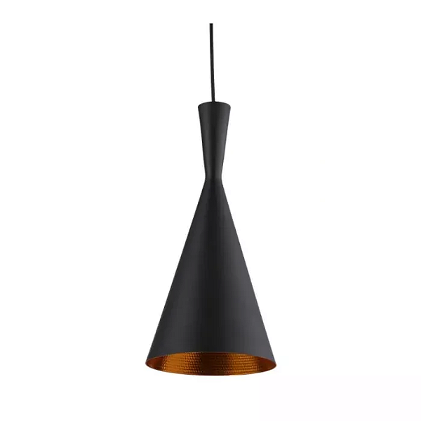 Pendente Esmeralda Cônico Ø19x40cm Alumínio Preto e Cobre.