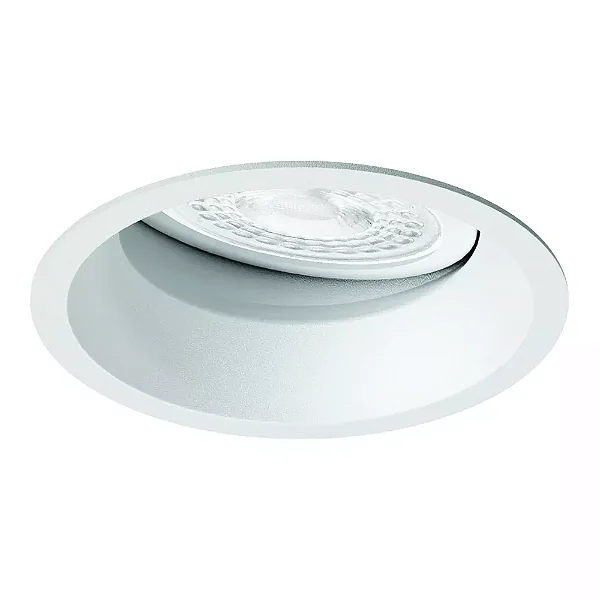 Embutido Microborda branco fosco Nya Redondo Facho Orientável Dicroica PAR16 Ø7,4x8,1cm Alumínio.