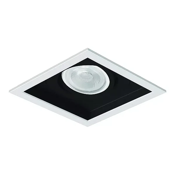 Embutido borda fina branco e preto fosco Sura Quadrado PAR20 14,5x14,5x12,7cm Alumínio.