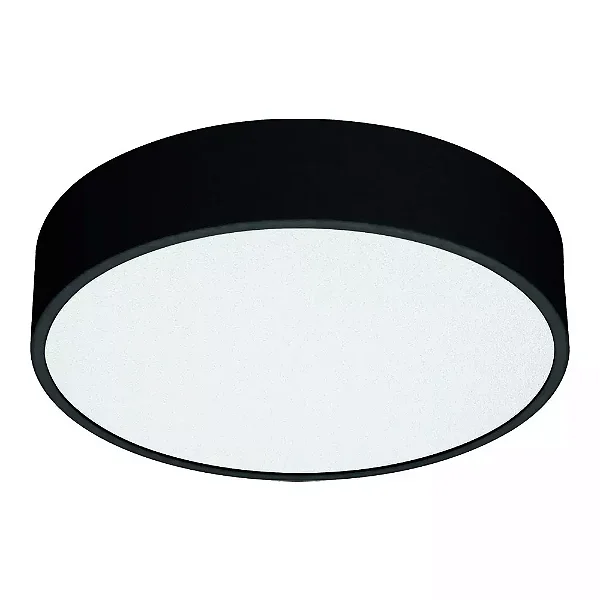 Plafon de Sobrepor Preto Acetinado Ideia Redondo P/ 4 lâmpadas E-27 Ø28x9cm Alumínio.