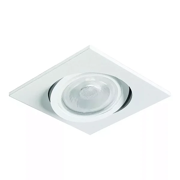 Spot de Embutir Nuru Quadrado Facho Orientável PAR20 10,7x10,7x11cm Alumínio Branco Fosco Microtexturizado.