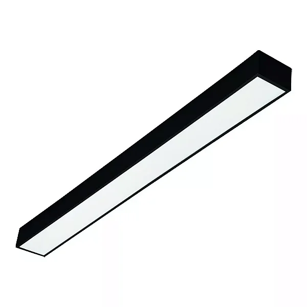 Plafon de Sobrepor Preto Acetinado Retangular 123,4x11,6x6,6cm Alumínio.