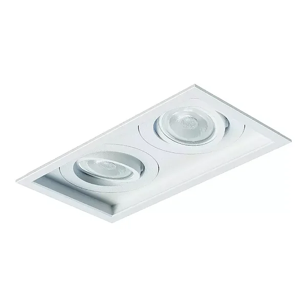 Spot de Embutir Branco Fosco Sura Retangular Duplo PAR20 26,7x14,5x12,7cm Alumínio.