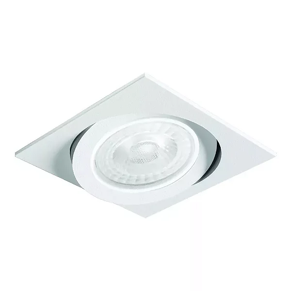 Spot de Embutir Nuru Quadrado Facho Orientável PAR30 14,5x14,5x11,4cm Alumínio Branco Fosco Microtexturizado.