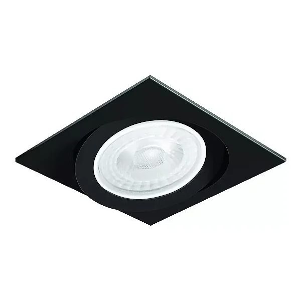 Spot de Embutir Nuru Quadrado Facho Orientável PAR30 14,5x14,5x11,4cm Alumínio Preto Acetinado.