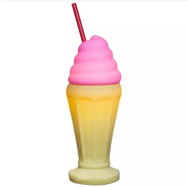 Luminária Milkshake Ø12x32cm Polietileno Amarelo e Rosa.