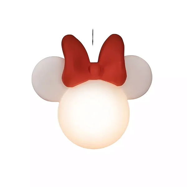 Pendente Minnie 40,5x43x25cm Polietileno Branco e Vermelho.