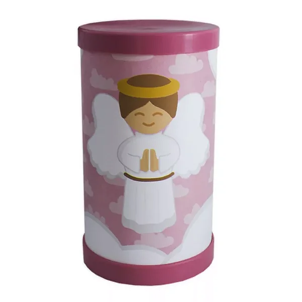 Luminária de Mesa Lumi Anjinha 27xØ14,5cm Polipropileno Rosa e Branco.