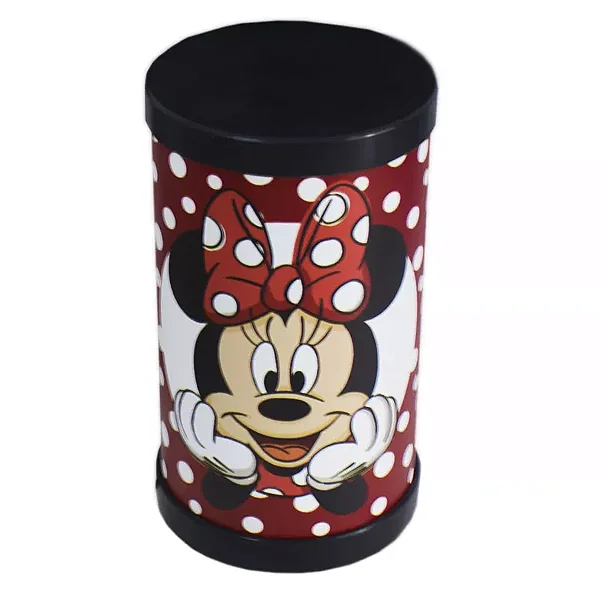 Luminária de Mesa Lumi Minnie 27xØ14,5cm Polipropileno Vermelho, Branco e Preto.