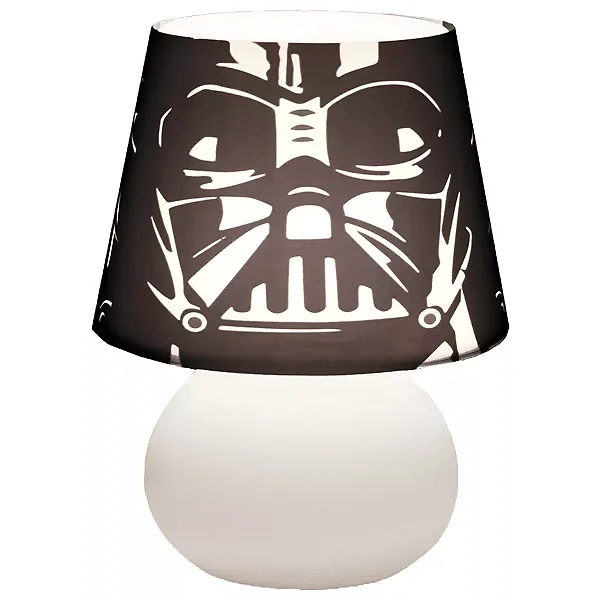 Abajur Micro Lampe Star Wars Vader Dark Side Ø15x20cm Polietileno Branco e Preto.