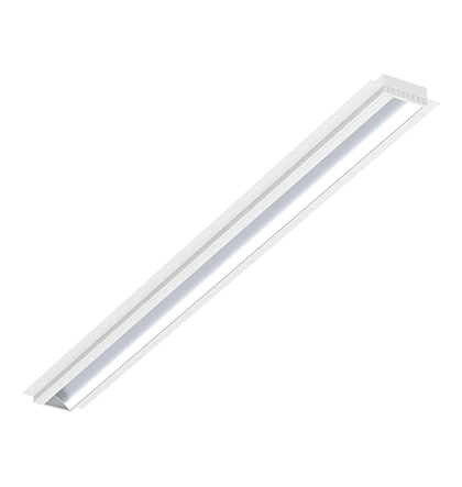 Luminária de Embutir linear LED Wamba Retangular 5000K 36,2W Bivolt 114,5x7,5x3,2cm Corpo Branco Fosco e Refletor Anodizado Acetinado.