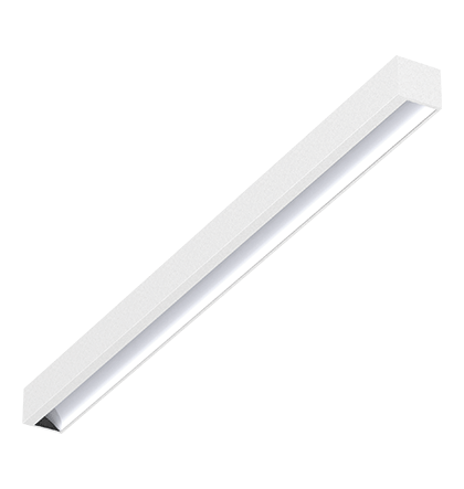 Plafon de Sobrepor LED linear com iluminação assimétrica Wamba Retangular 4000K 36,2W Bivolt 114,3x7,3x6,5cm Corpo Branco Fosco e Refletor Anodizado Acetinado.