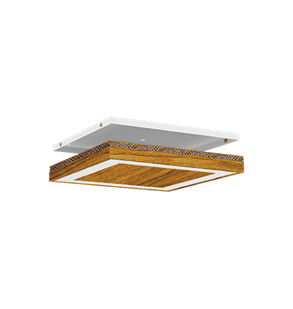 Luminária de sobrepor com LED Nichia integrado com efeito moldura de luz 3000K 36,7W Bivolt 32,8x32,8x3,6cm Alumínio Amadeirado Miti.