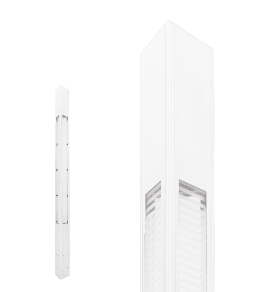 Poste de Luz LED Uzuri Triangular Externo 3000K 16W Bivolt 300x20,1x20,1cm Alumínio Branco Fosco e Vidro.