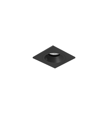 Luminária de Embutir Quadrada Face Plana 7,3x7,3x7,4cm facho orientável 1x Mini dicróica LED base GU10 Alumínio Preto fosco.