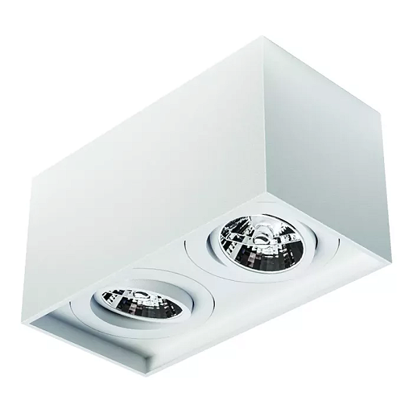 Spot de Sobrepor Sura Face Recuada Retangular Duplo AR70 14x25,1x12,8cm Alumínio Branco Fosco.