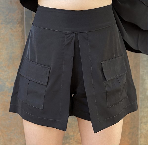 Short Saia Cristal - Preto