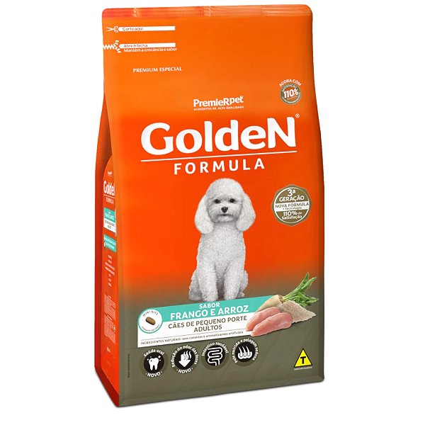 Ração Golden Fórmula Mini Bits para Cães Adultos de Porte Pequeno Sabor Frango e Arroz 15 Kg