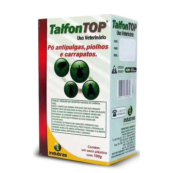 Talfon Top Pó Antipulgas, Piolhos e Carrapatos Tubo 100g Indubras